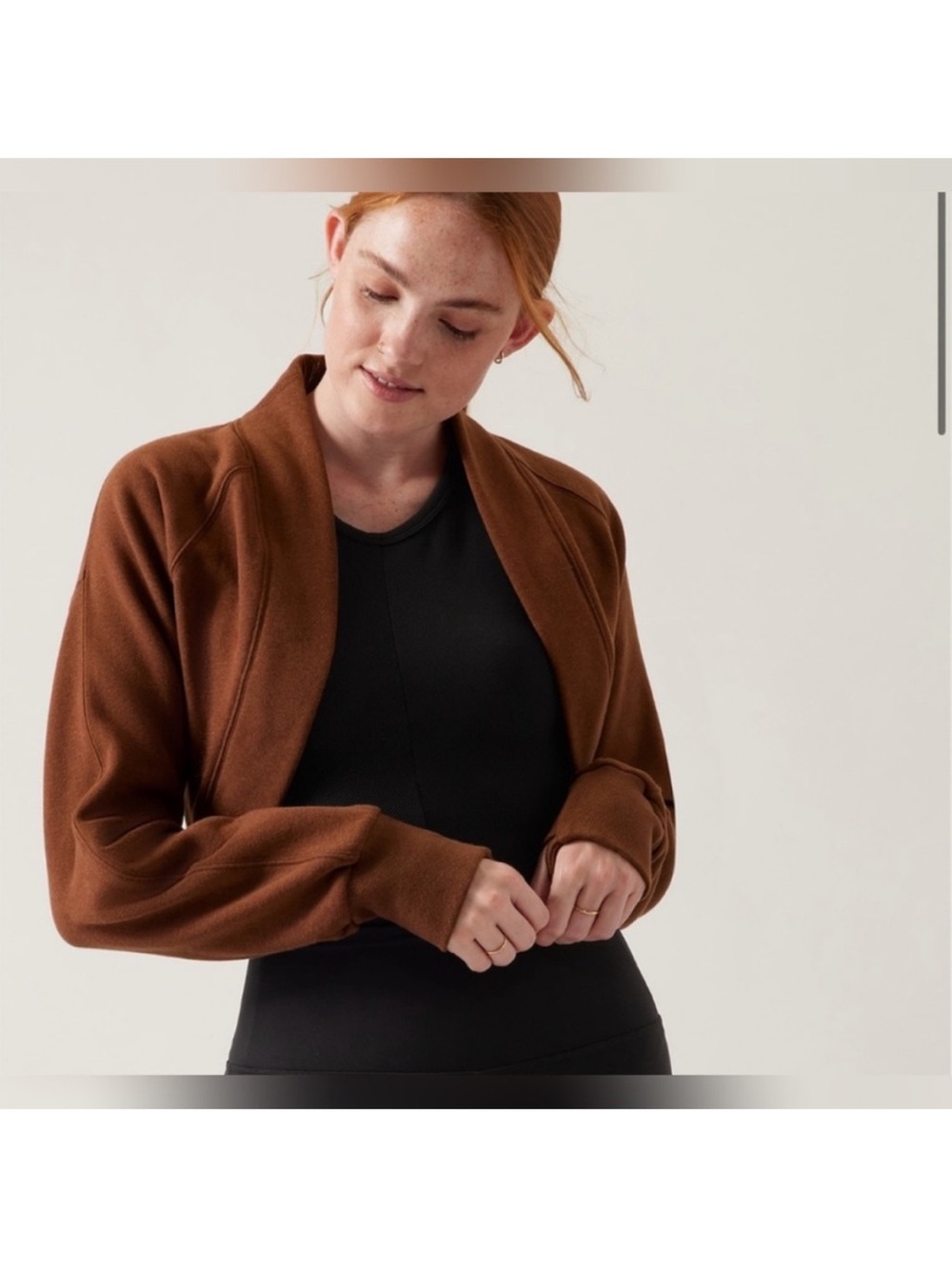 Athleta Retro Plush Wrap Cardigan Mahogany Heather - M